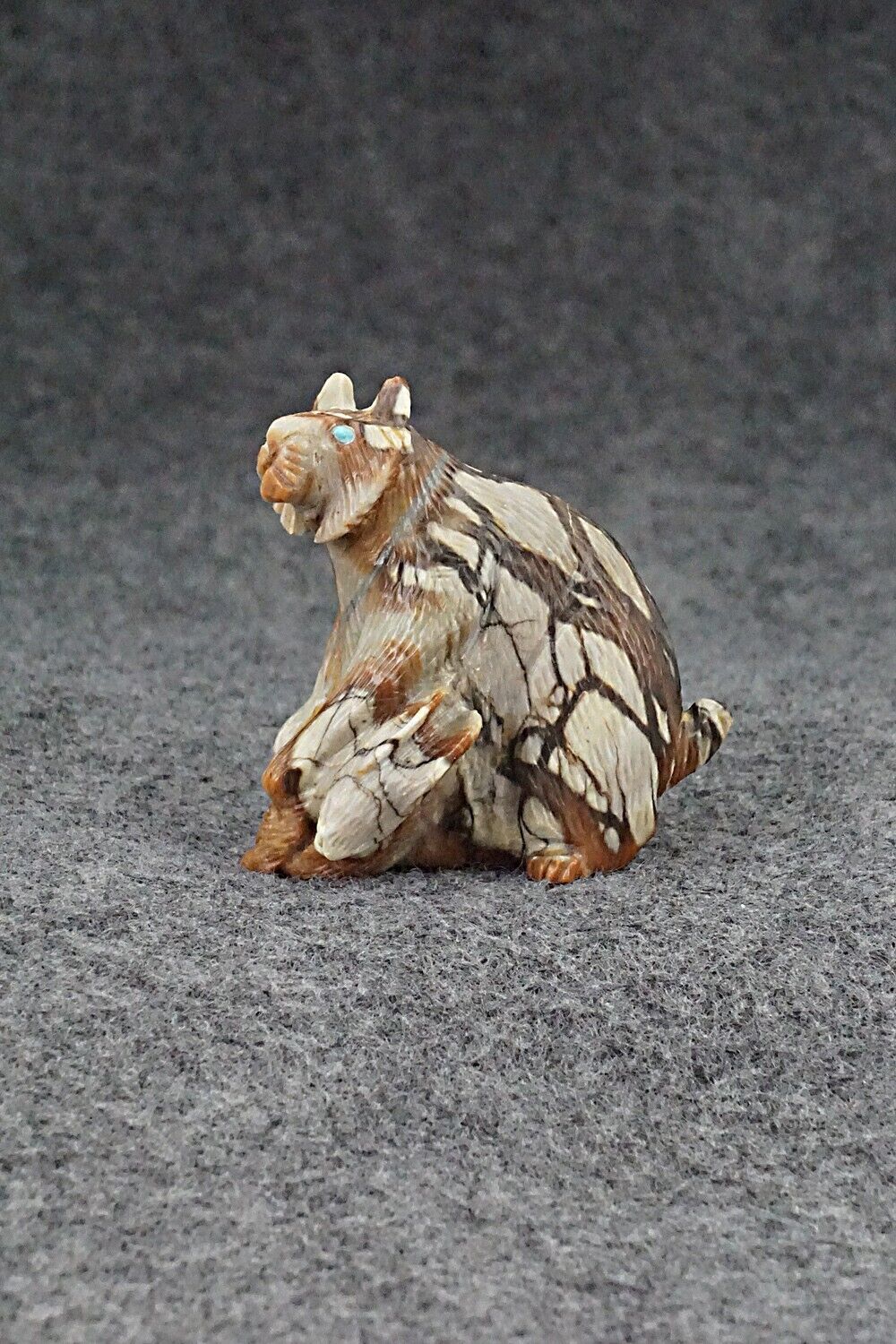 Bobcat and Rabbit Zuni Fetish Carving - Lance Cheama
