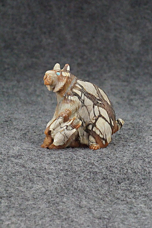 Bobcat and Rabbit Zuni Fetish Carving - Lance Cheama