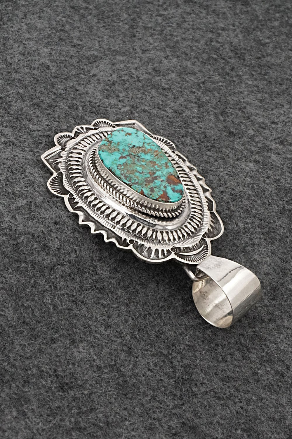 Turquoise & Sterling Silver Pendant - Leonard Maloney
