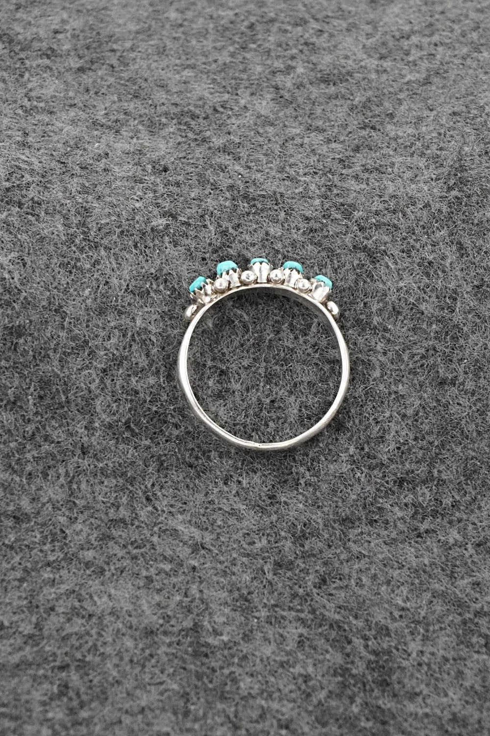 Turquoise & Sterling Silver Ring - April Haloo - Size 6.5
