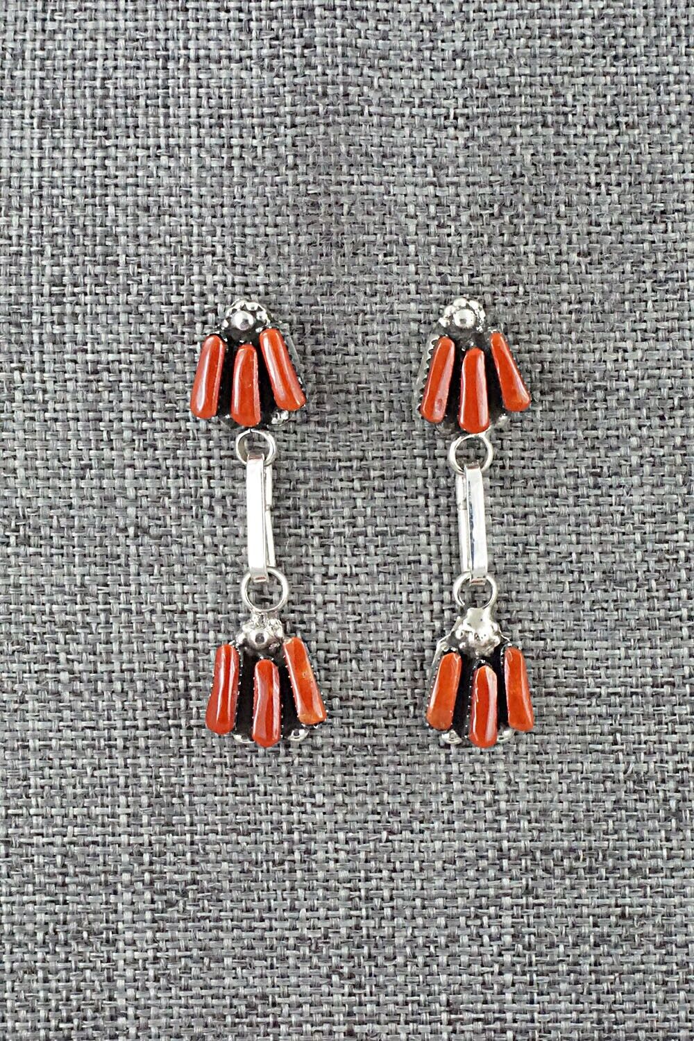 Coral & Sterling Silver Earrings - Carlene Hattie