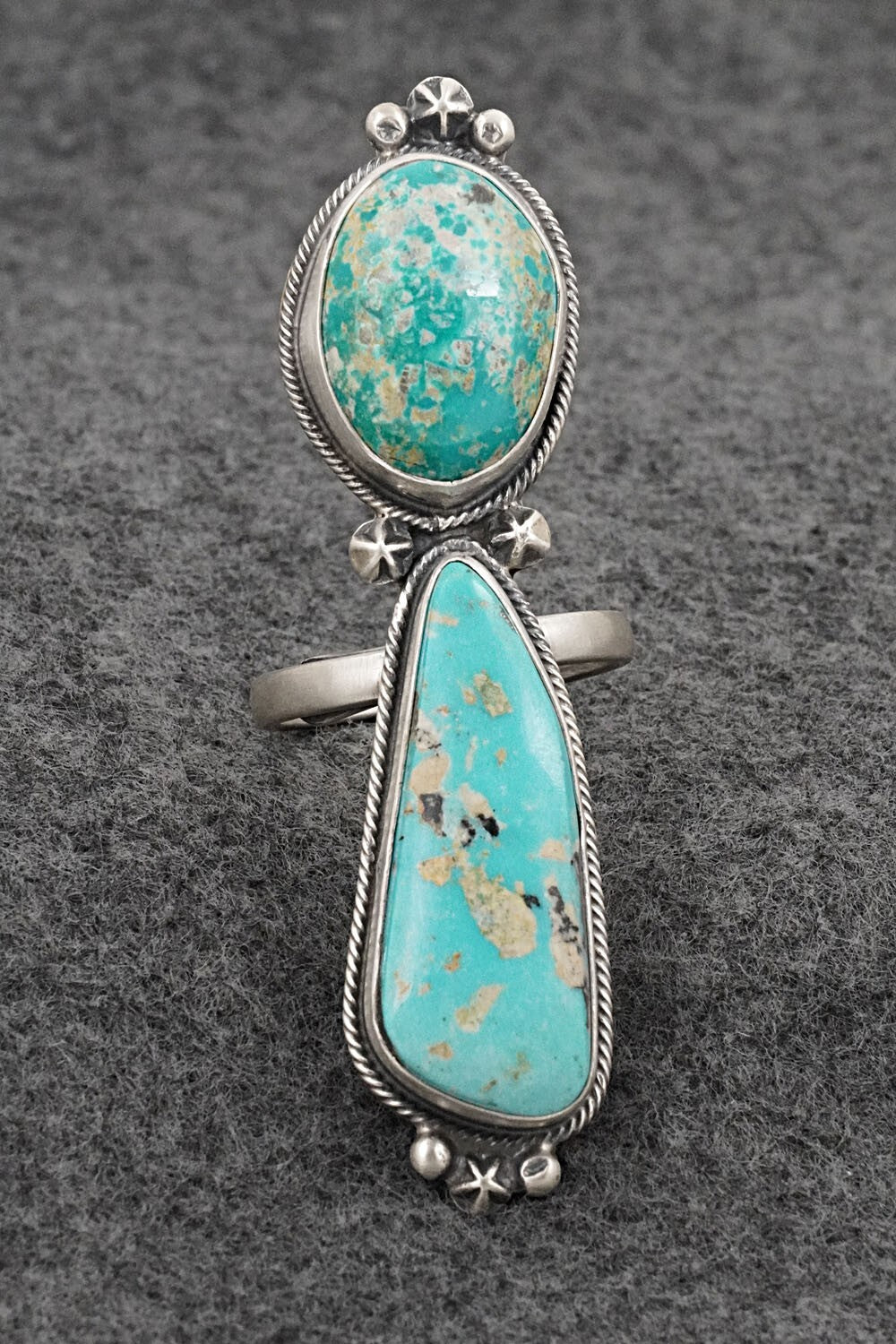 Turquoise & Sterling Silver Ring - Randy Billy - Size 8 Adj.
