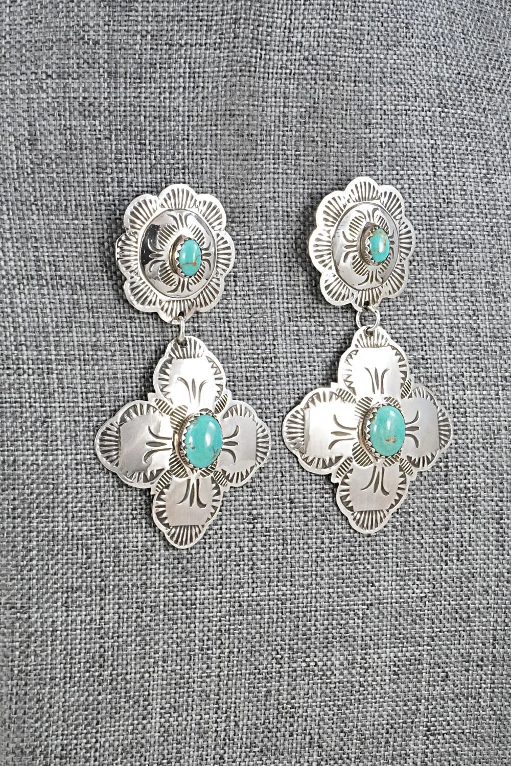 Turquoise & Sterling Silver Earrings - Bertha Begay