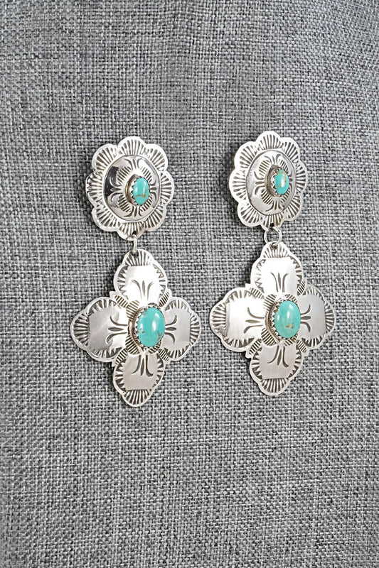 Turquoise & Sterling Silver Earrings - Bertha Begay