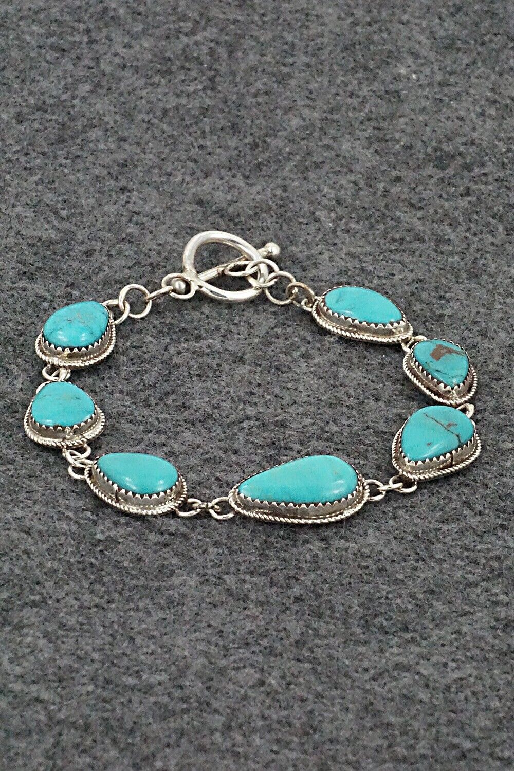 Turquoise & Sterling Silver Link Bracelet - Ernest Hawthorne