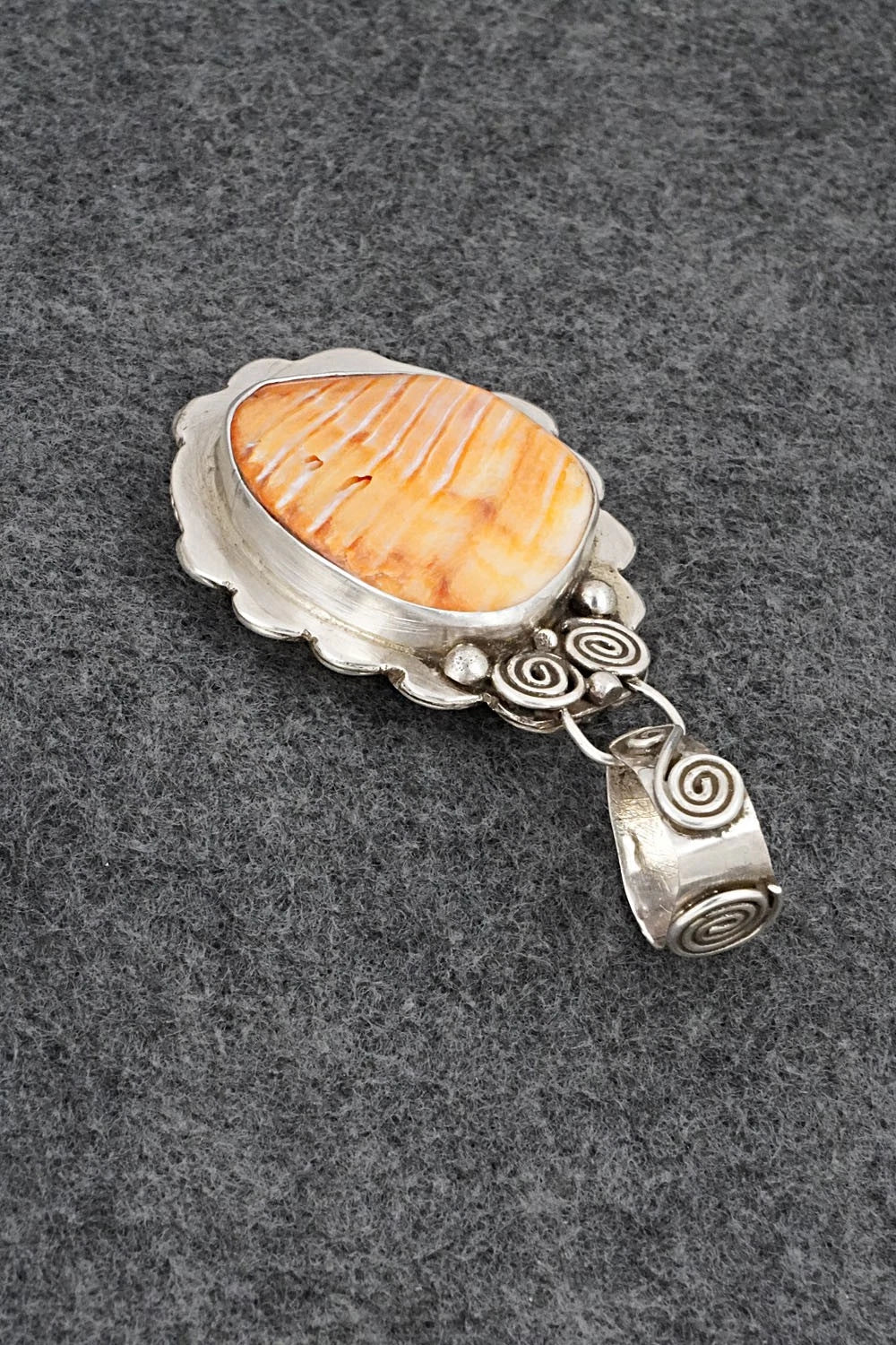 Turquoise, Spiny Oyster & Sterling Silver Pendant - Priscilla Reeder