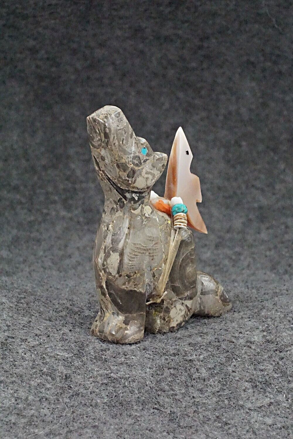 Wolf with Roadrunner Zuni Fetish Carving - Fernando Laiwakete