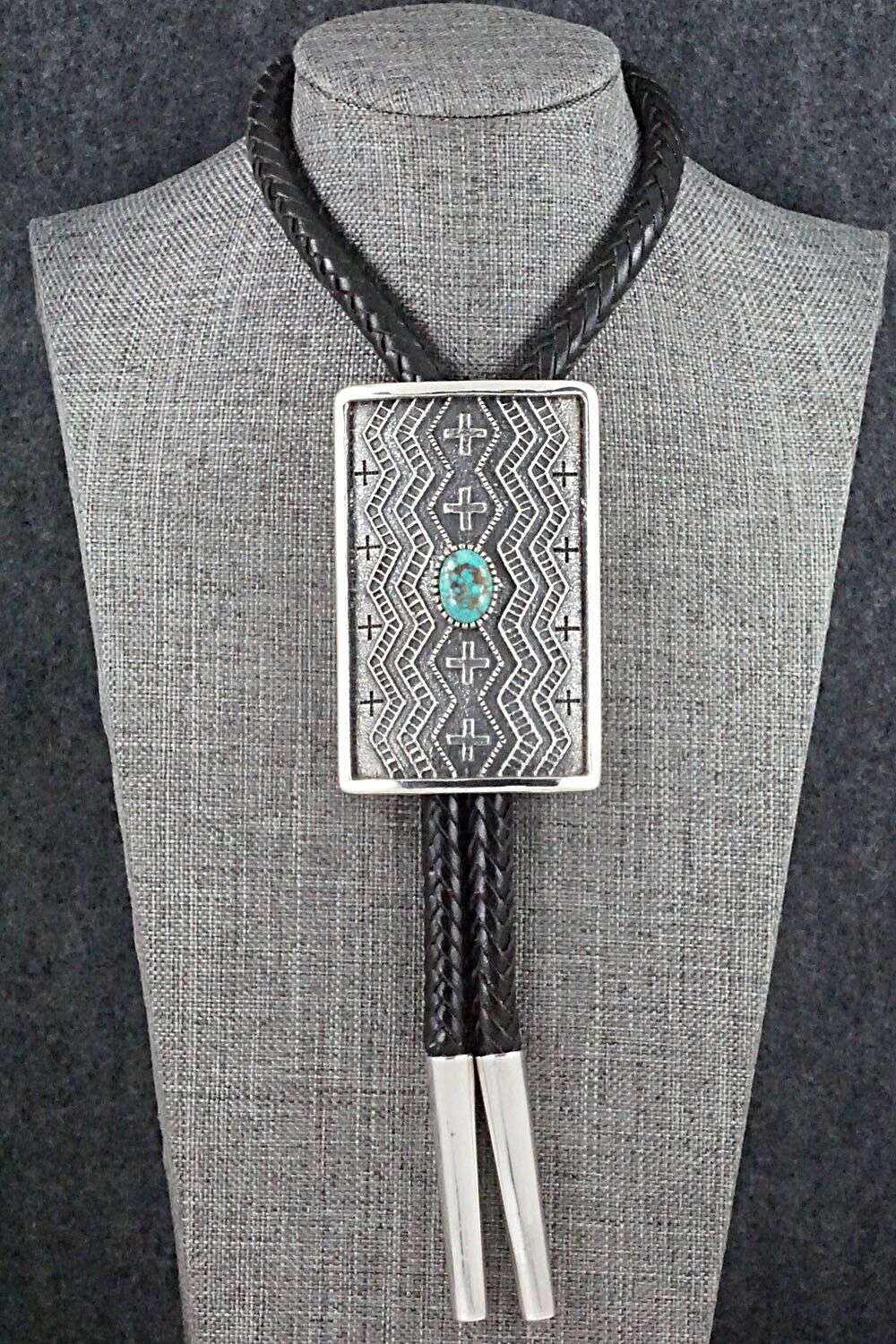 Turquoise and Sterling Silver Bolo Tie - Harrison Jim