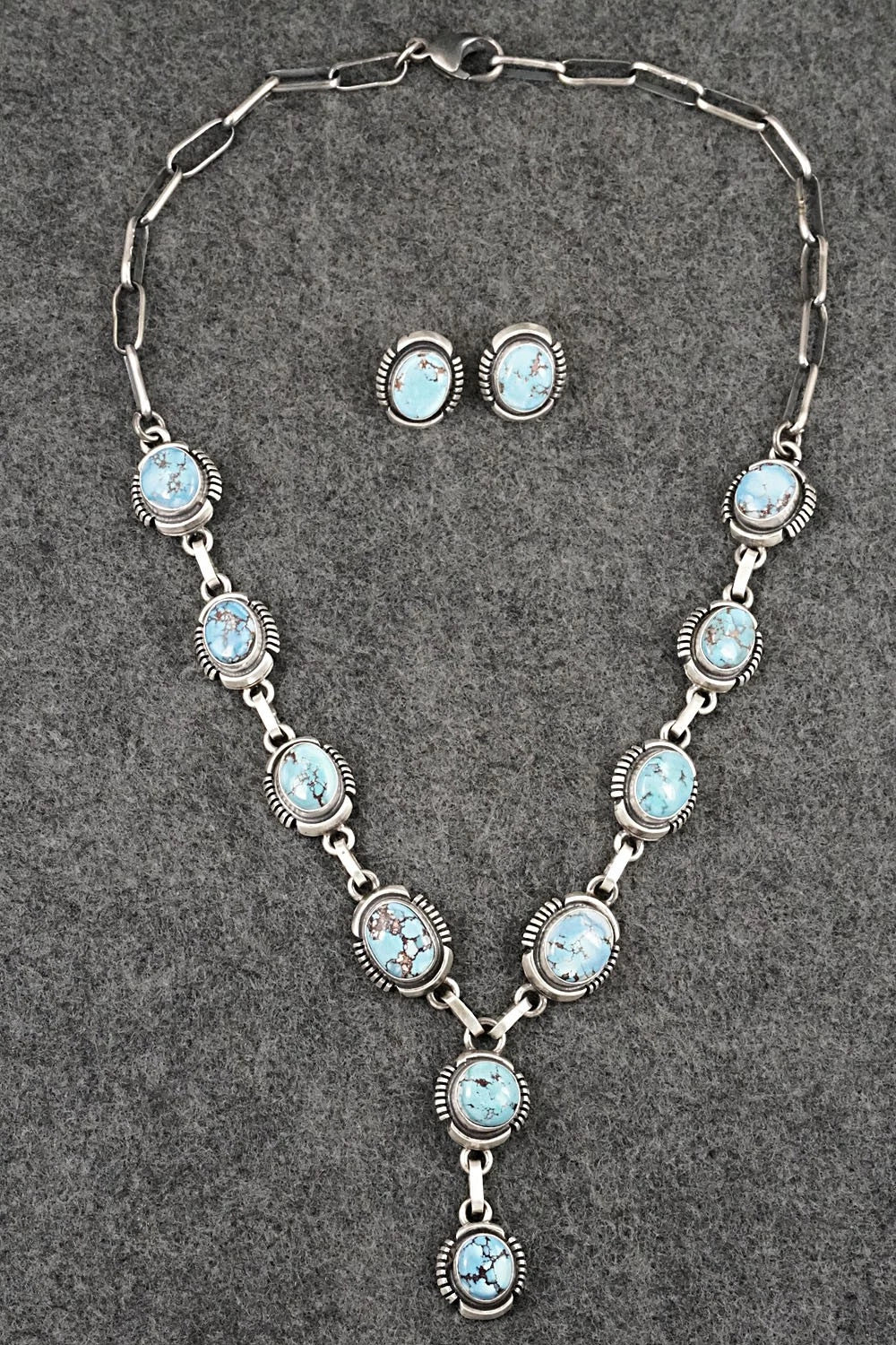Turquoise & Sterling Silver Necklace and Earrings Set - Mark Yazzie