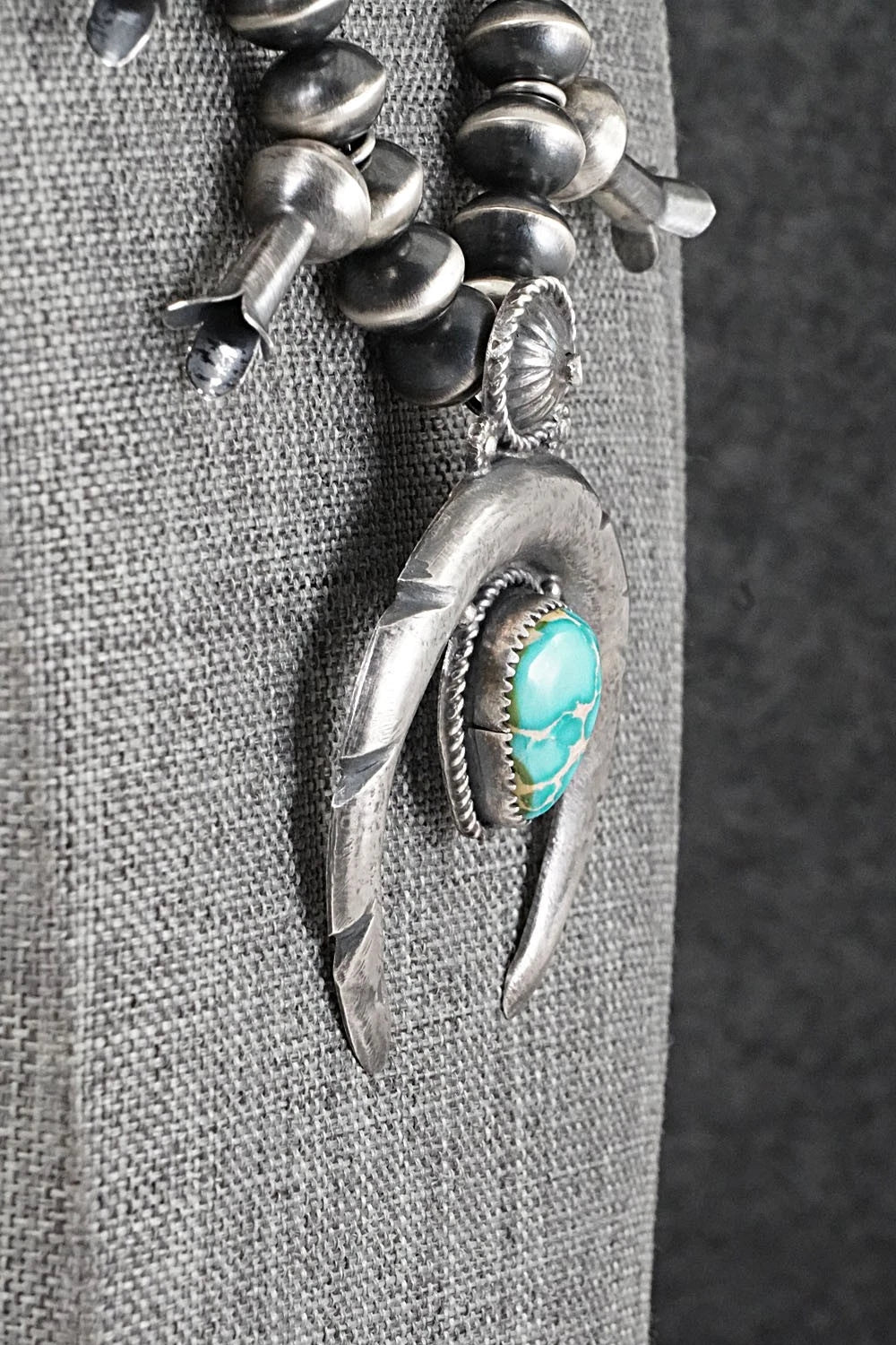 Turquoise & Sterling Silver Squash Blossom Necklace - Preston Haley