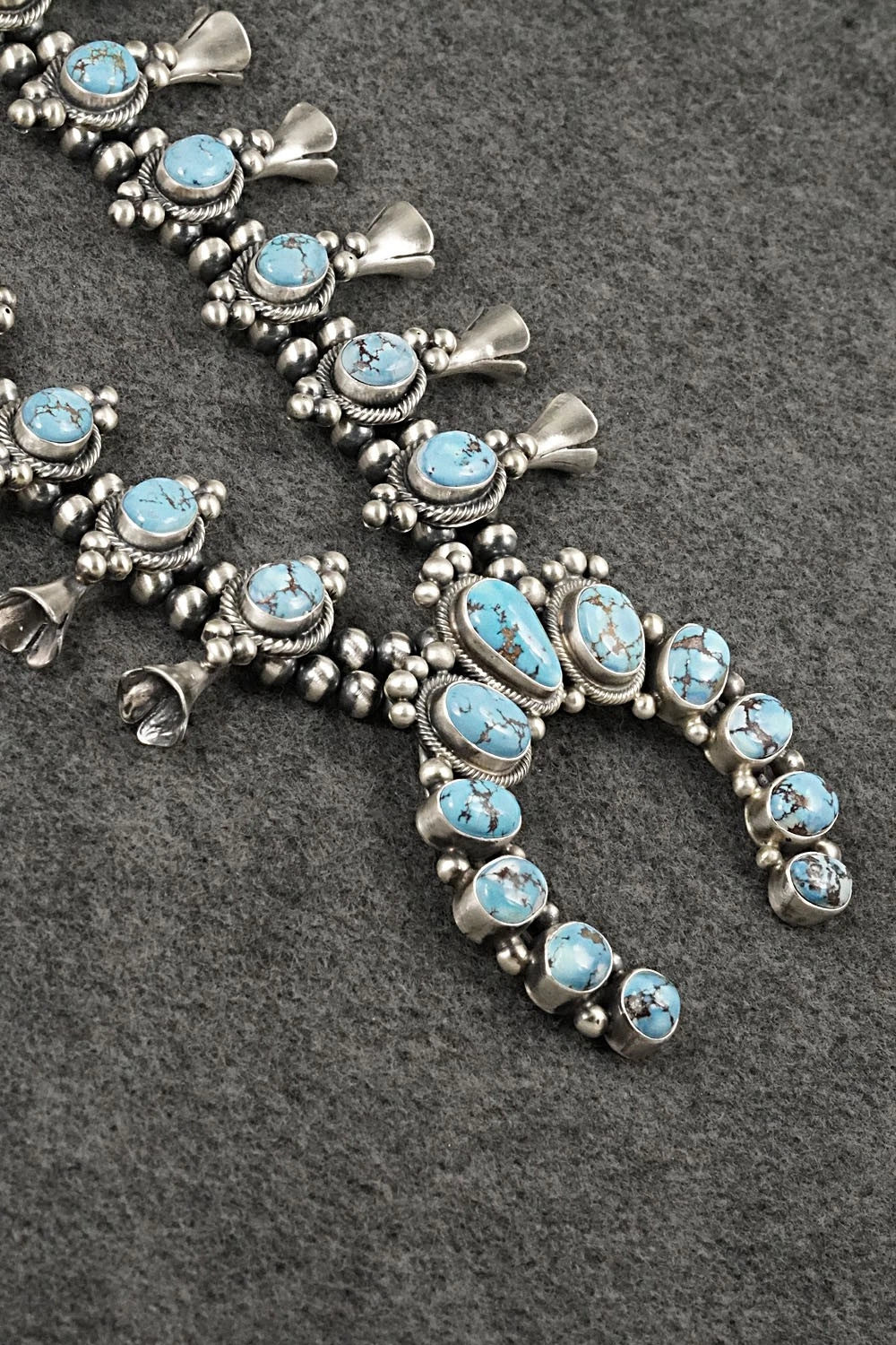 Turquoise & Sterling Silver Squash Blossom Set - Paul Livingston