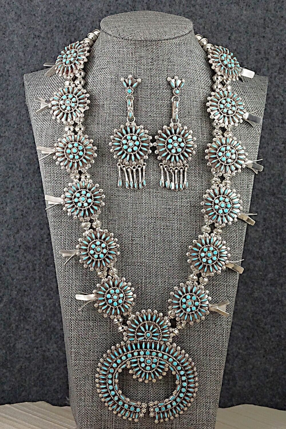 Turquoise & Sterling Silver Squash Blossom Set - Merlinda Chavez