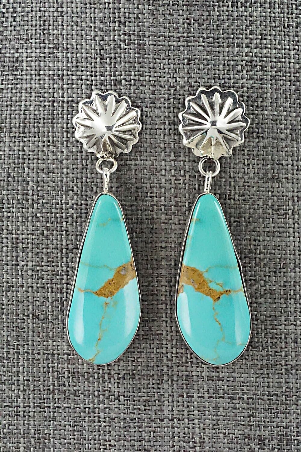 Turquoise and Sterling Silver Earrings - Juan Yellowhorse