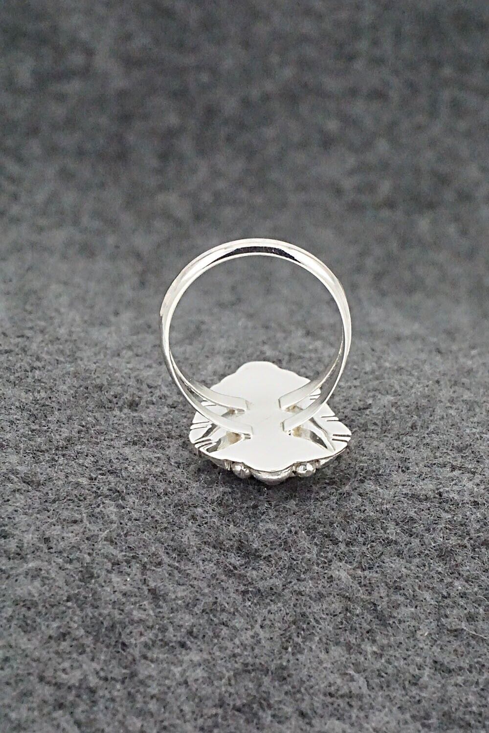 Onyx, Opalite & Sterling Silver Inlay Ring - James Manygoats - Size 7.25