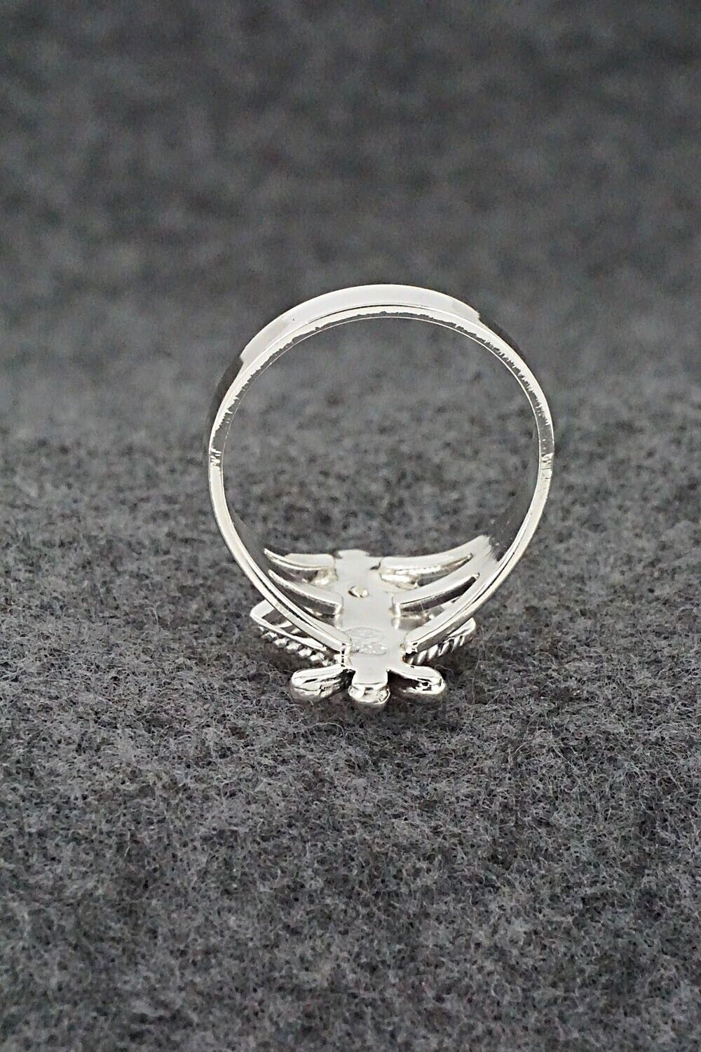 Spiny Oyster, Opalite & Sterling Silver Inlay Ring - James Manygoats - Size 9