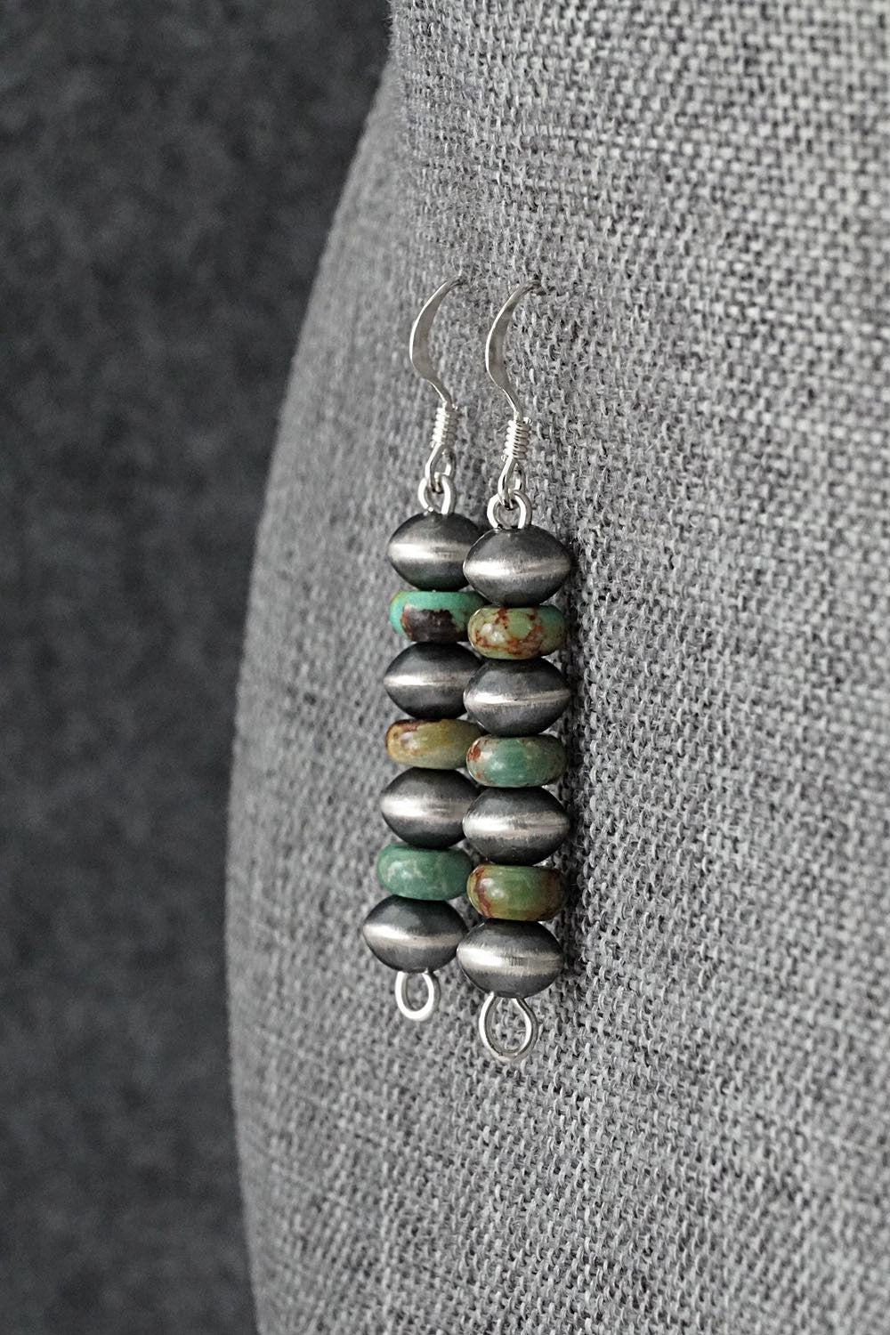 Turquoise & Sterling Silver Navajo Pearl Earrings - Tonisha Haley