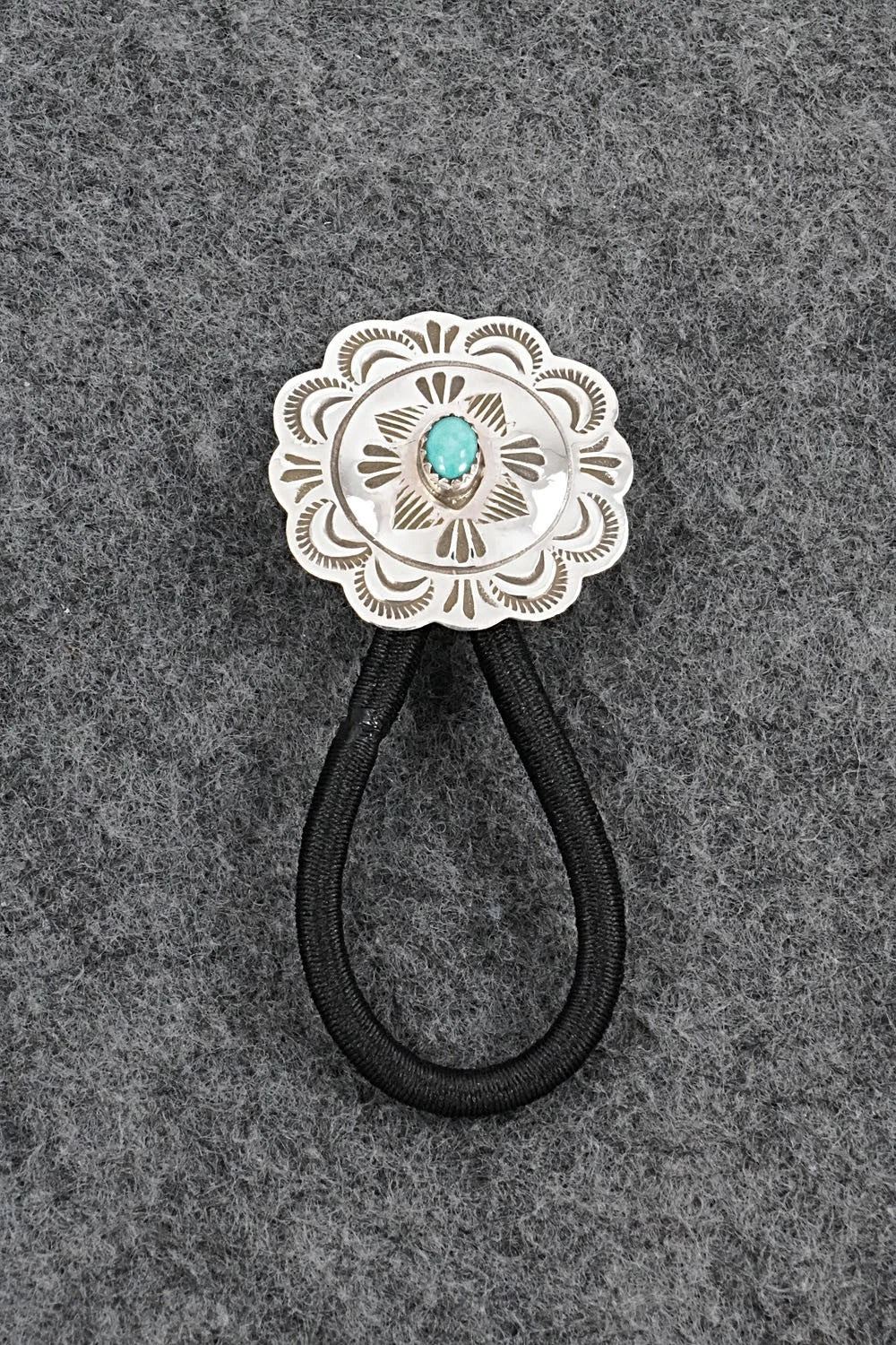 Turquoise & Sterling Silver Hair Tie - Bertha Begay