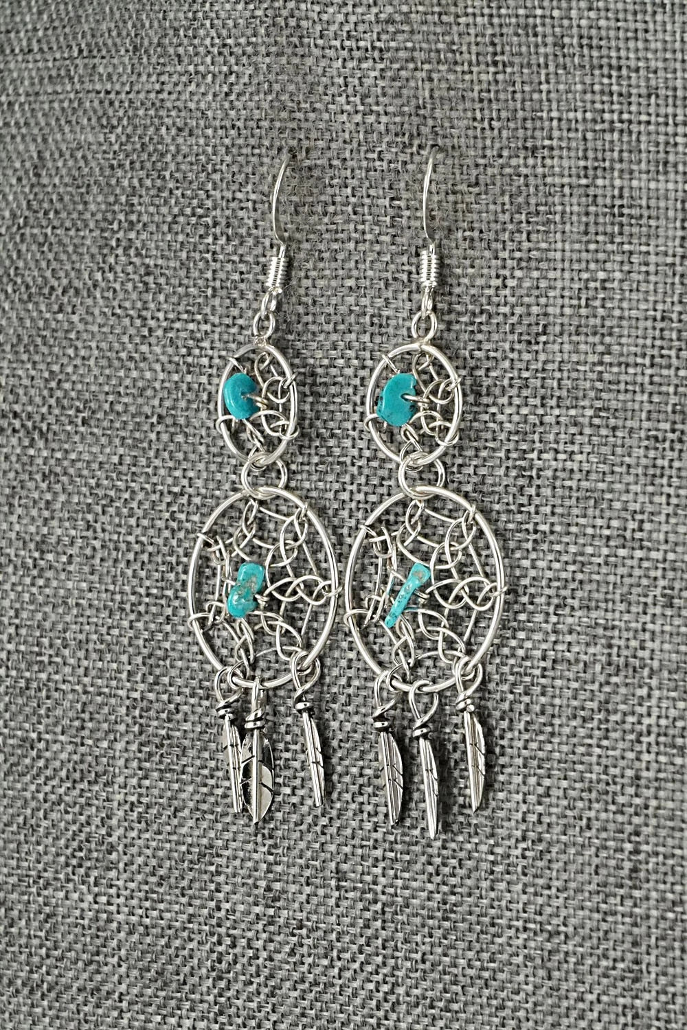 Turquoise & Sterling Silver Earrings - Lorenzo Arviso Jr.
