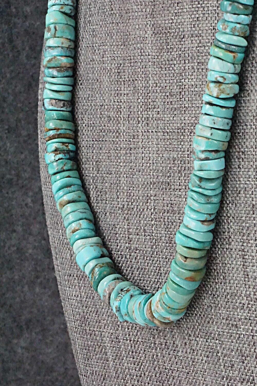 Turquoise & Sterling Silver Necklace 18" - Doreen Jake