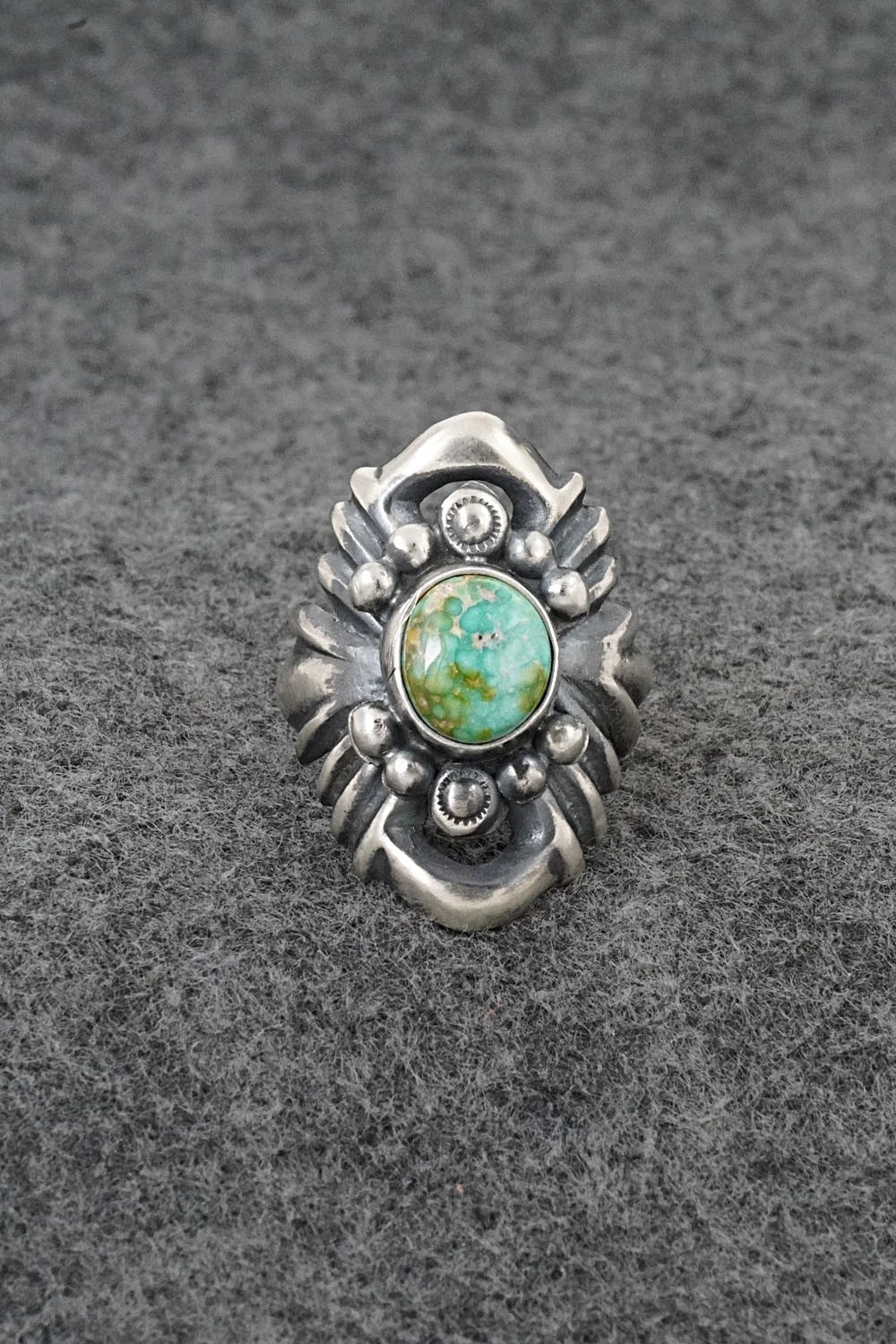 Turquoise & Sterling Silver Ring - Harrison Bitsue - Size 8.5
