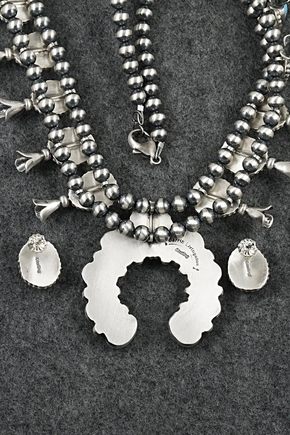 Turquoise & Sterling Silver Squash Blossom Set - Darrin Livingston
