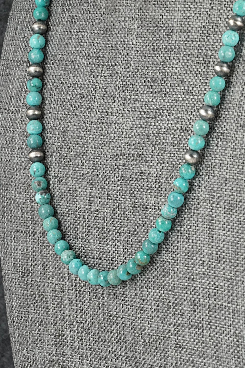 Turquoise & Sterling Silver Necklace 18" - Doreen Jake