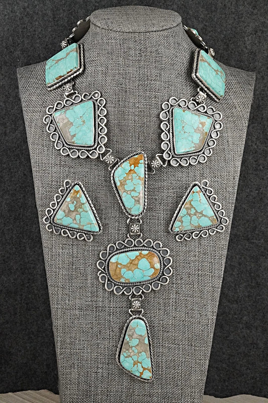 Turquoise & Sterling Silver Necklace and Earrings Set - Paul Livingston