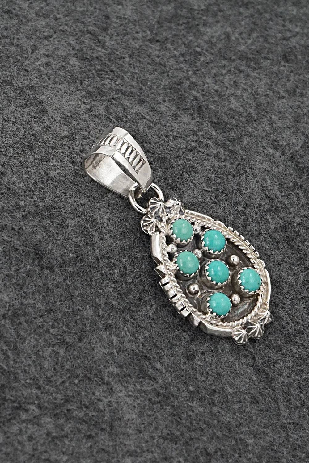 Turquoise & Sterling Silver Pendant - Kenny Lonjose
