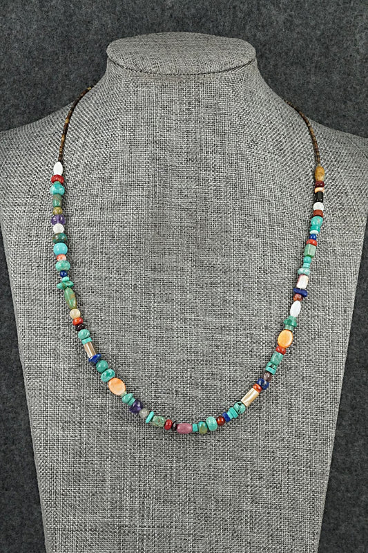 Multi-Stone & Sterling Silver Necklace 18" - Helen Tsosie