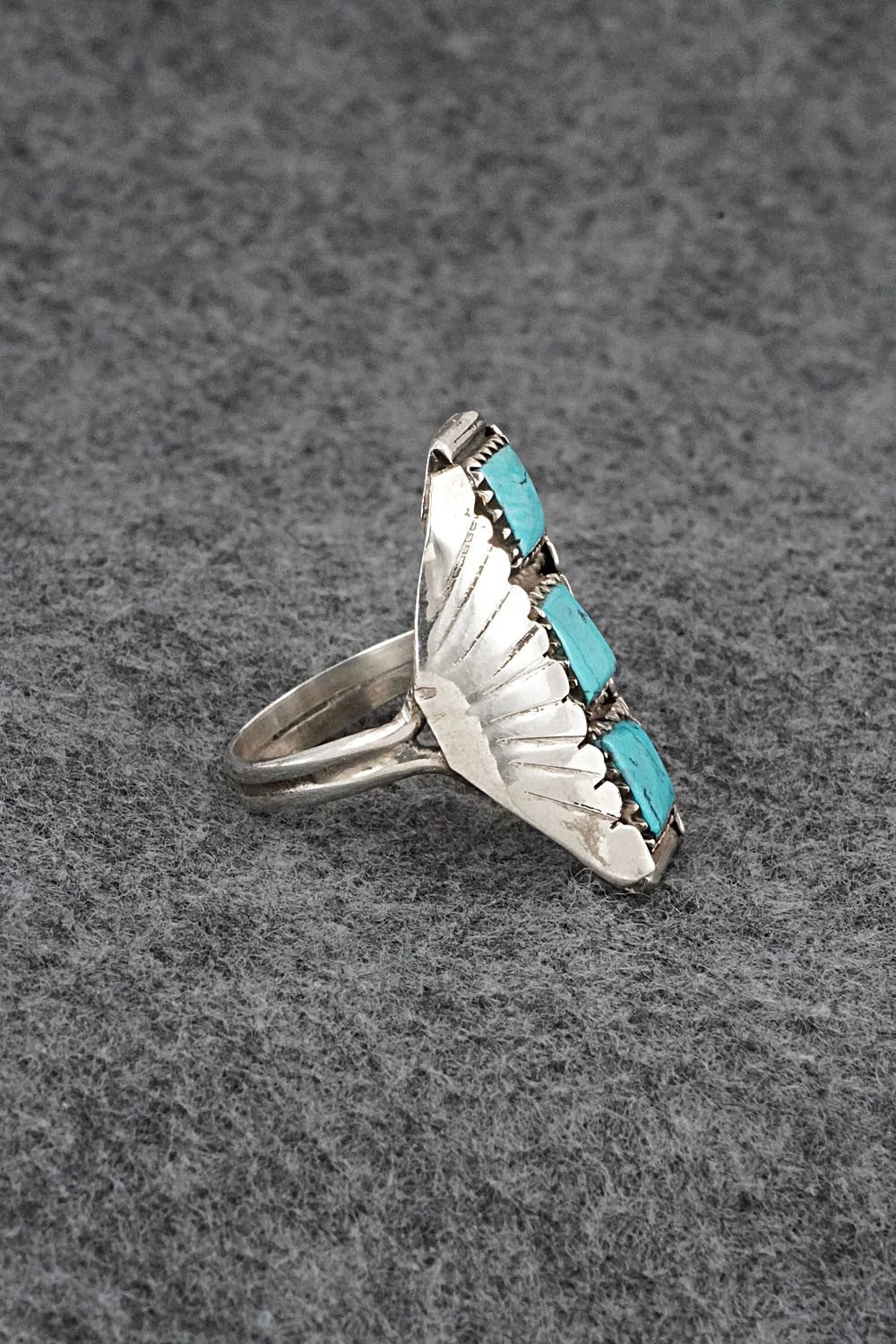 Turquoise & Sterling Silver Vintage Ring - Size 11