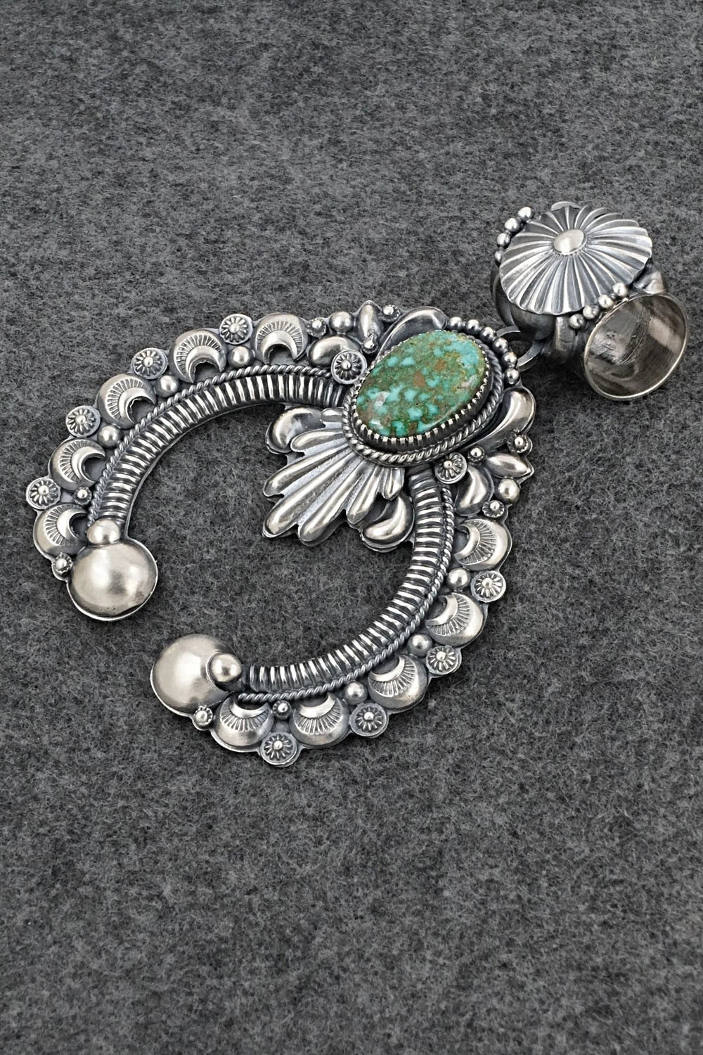 Turquoise & Sterling Silver Naja Pendant - Delbert Gordon