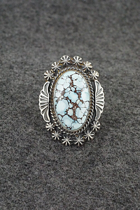 Turquoise & Sterling Silver Ring - Raymond Delgarito - Size 8.5
