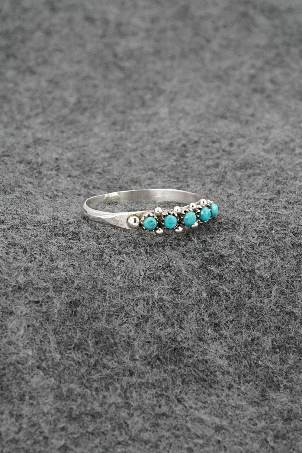 Turquoise & Sterling Silver Ring - April Haloo - Size 8.5