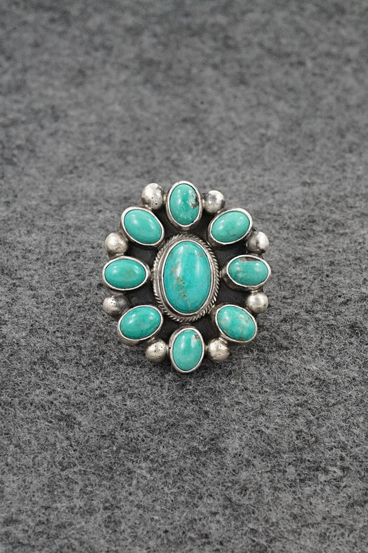 Turquoise & Sterling Silver Ring - Kathleen Livingston - Size Adjustable