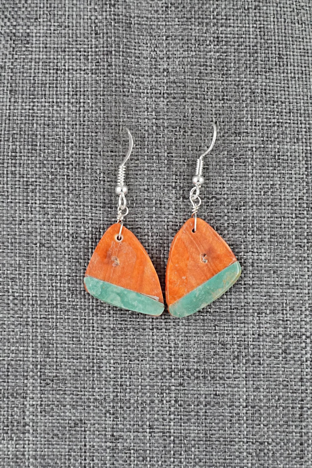 Spiny Oyster, Turquoise & Sterling Silver Earrings - Louise Pete