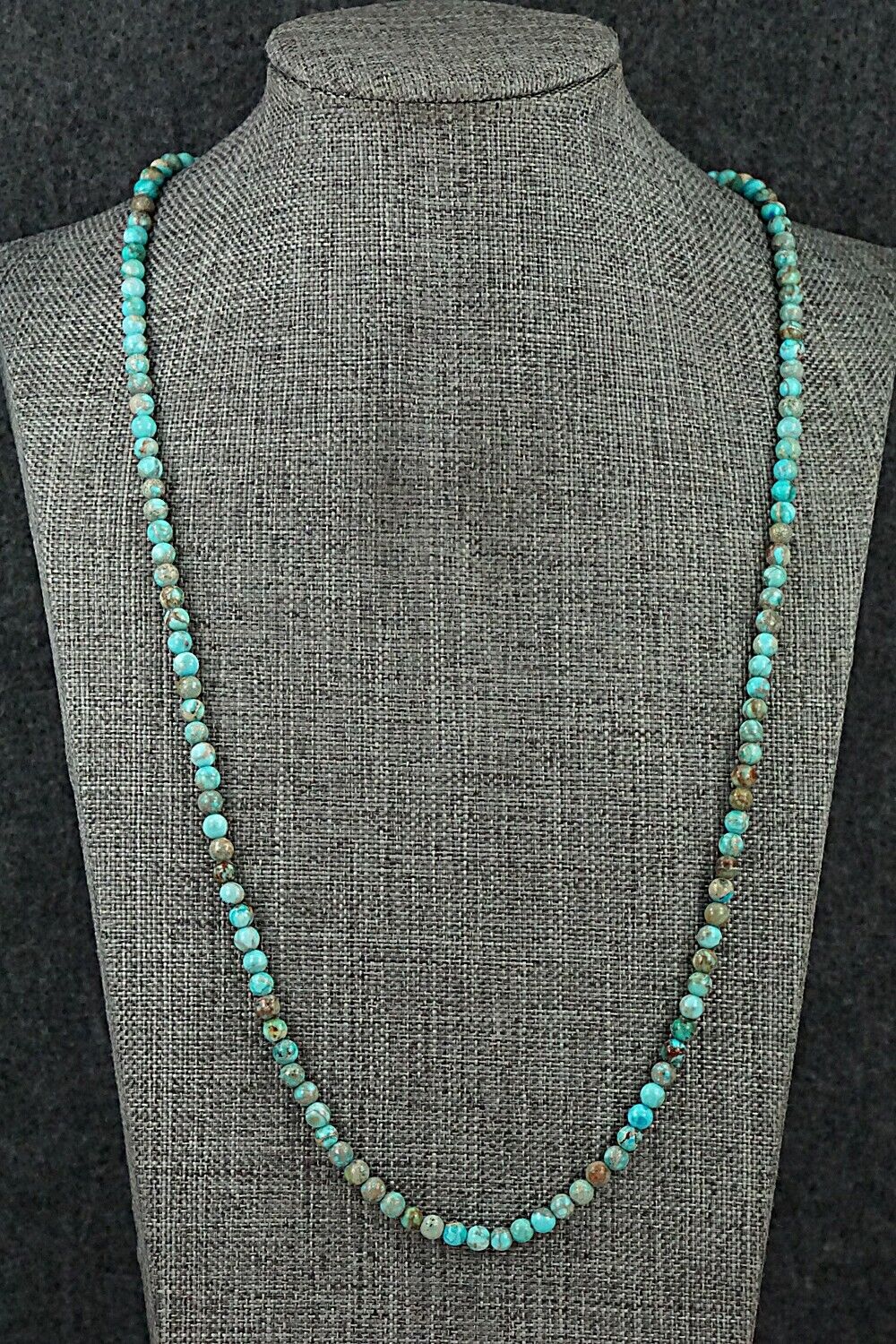 Turquoise, Shell & Sterling Silver Necklace 24" - Ramona Calavaza