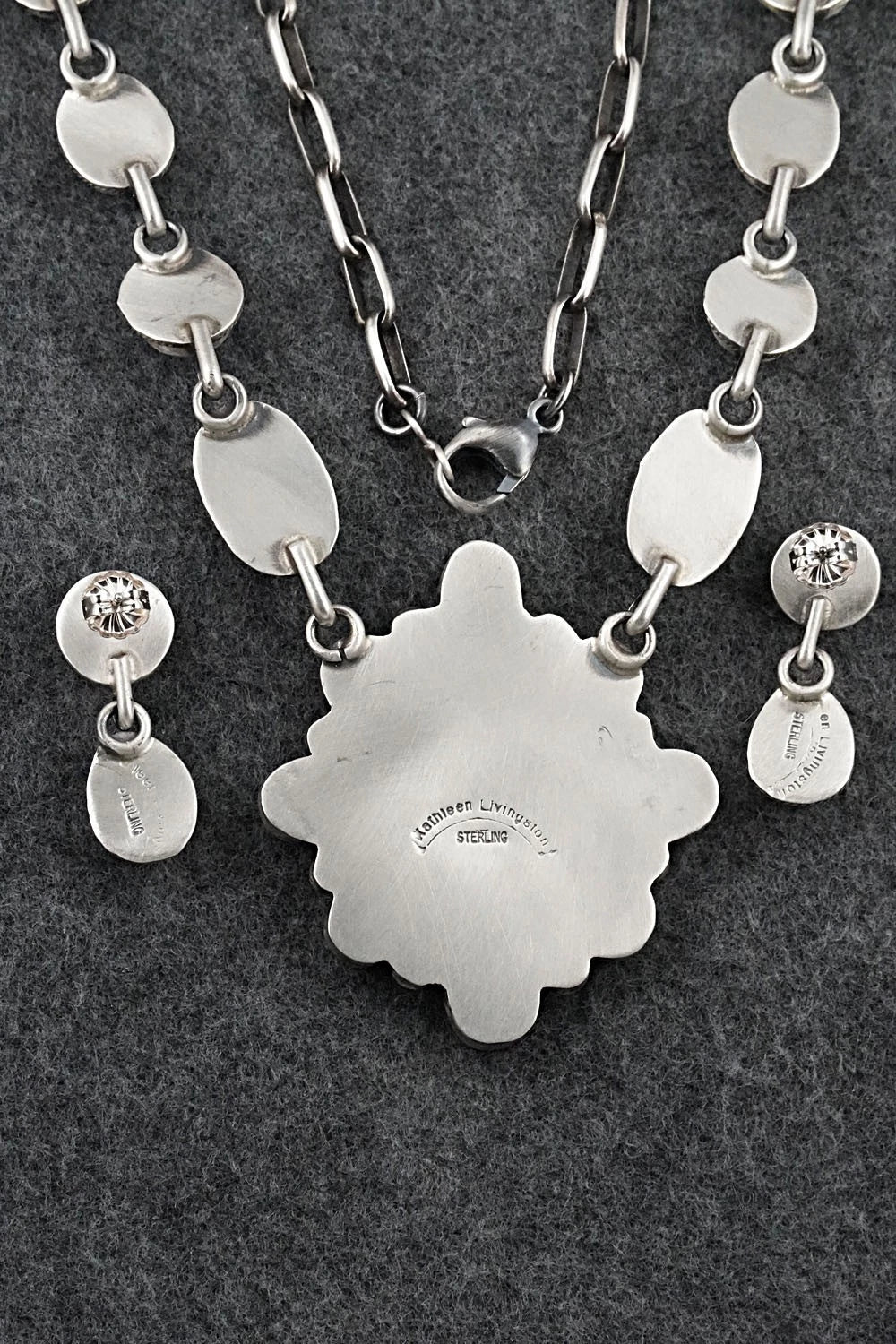 Turquoise & Sterling Silver Necklace and Earrings Set - Kathleen Livingston