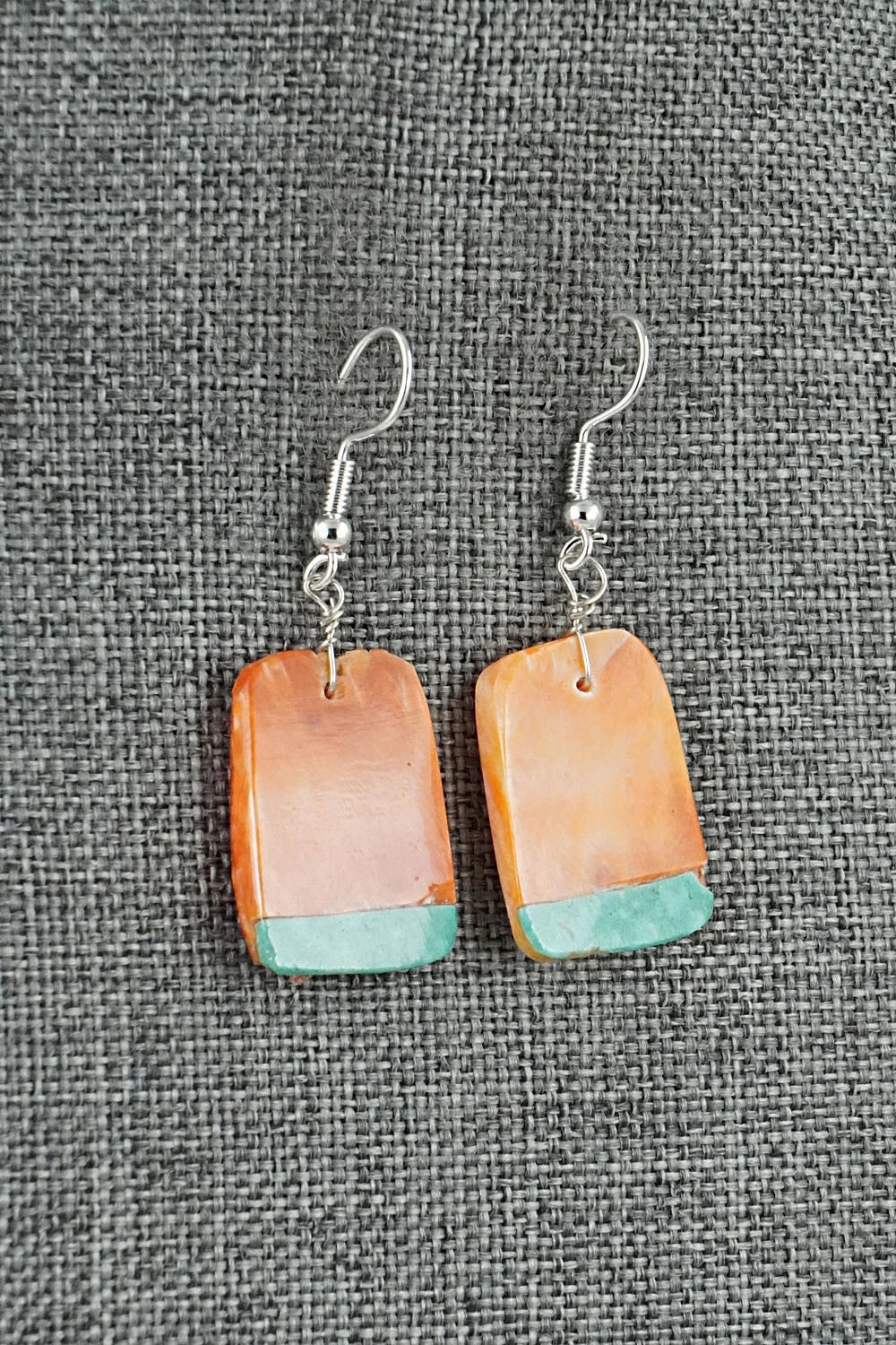 Spiny Oyster, Turquoise & Sterling Silver Earrings - Louise Pete