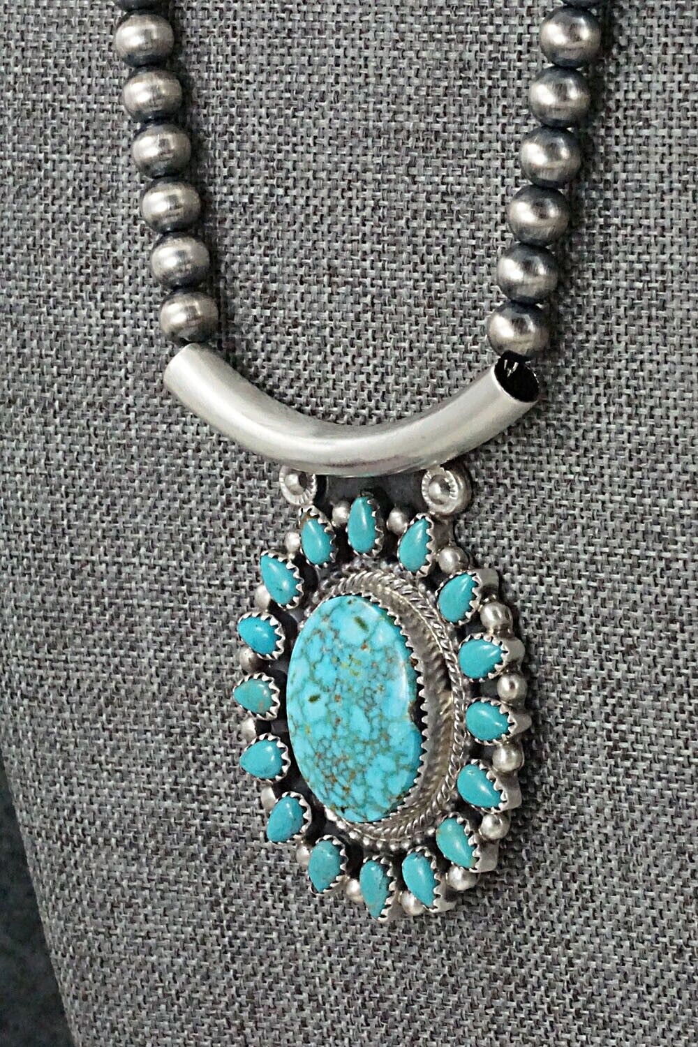 Turquoise & Sterling Silver Necklace - Tom Lewis