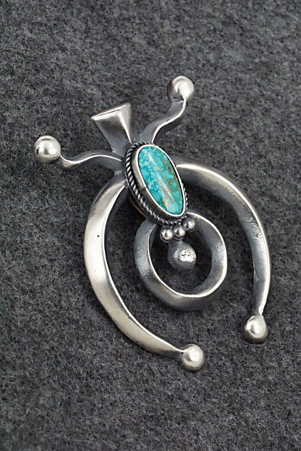 Turquoise & Sterling Silver Naja Pendant - Harrison Bitsue