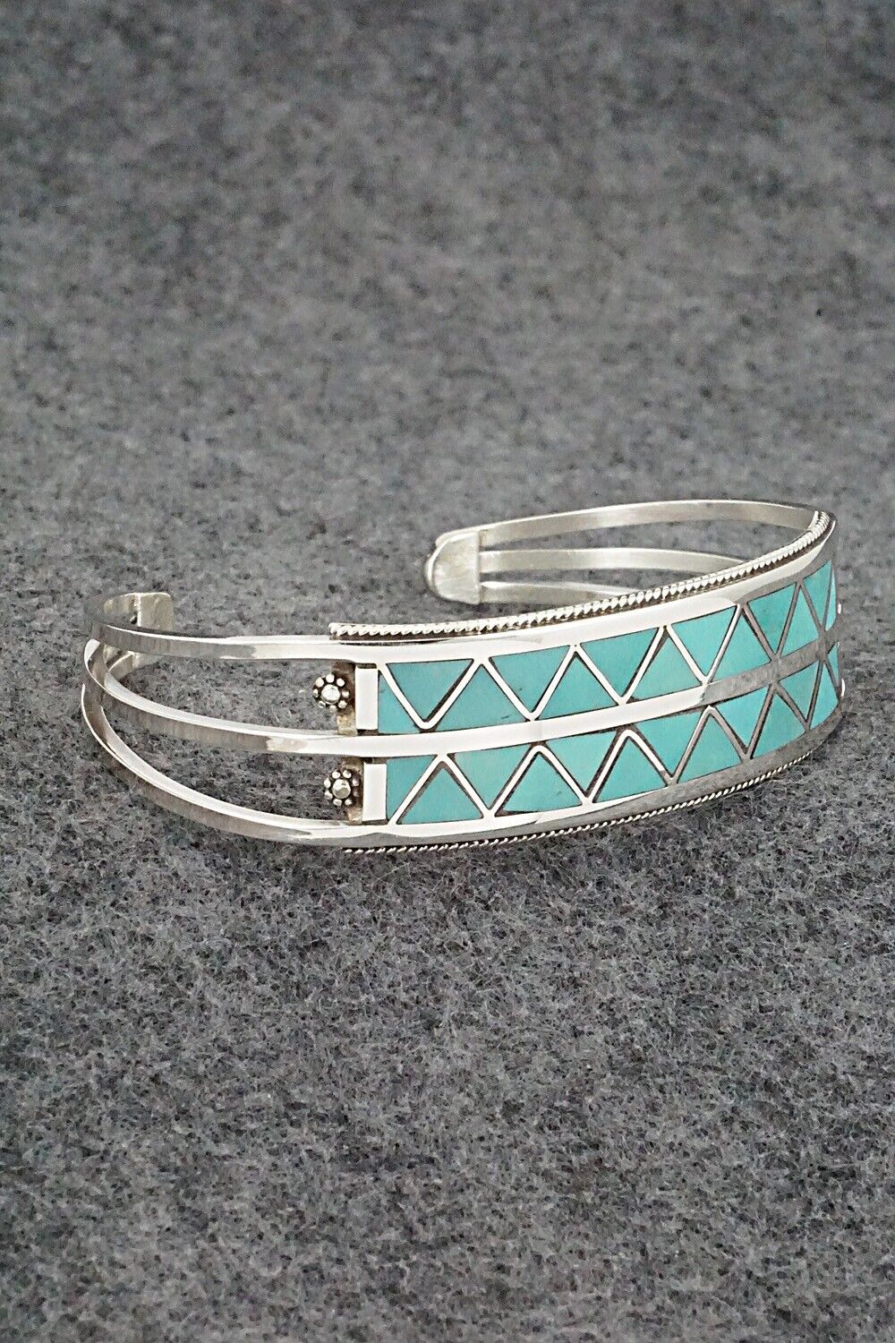 Turquoise & Sterling Silver Inlay Bracelet - Claudine Haloo