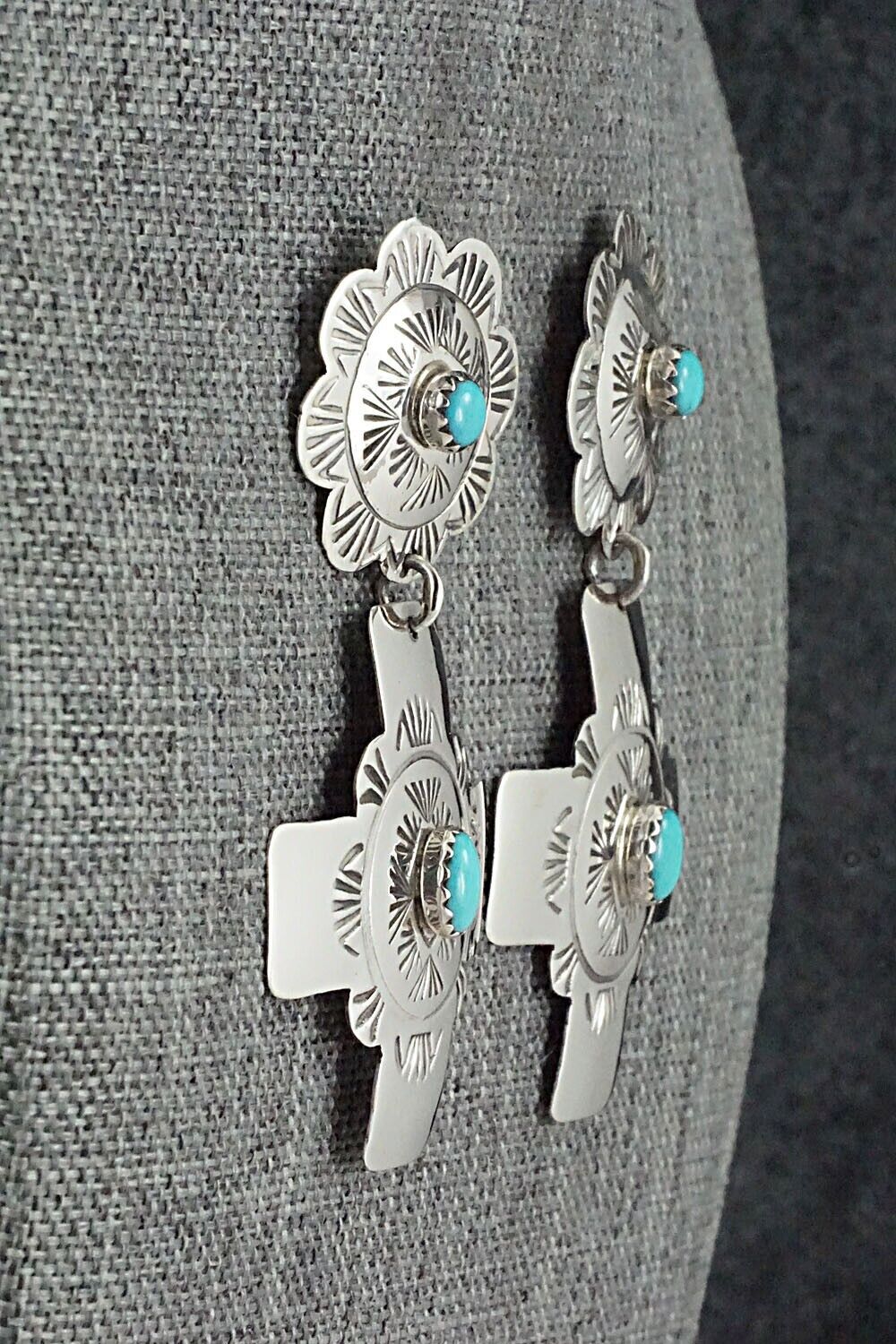 Turquoise and Sterling Silver Earrings - Bertha Begay