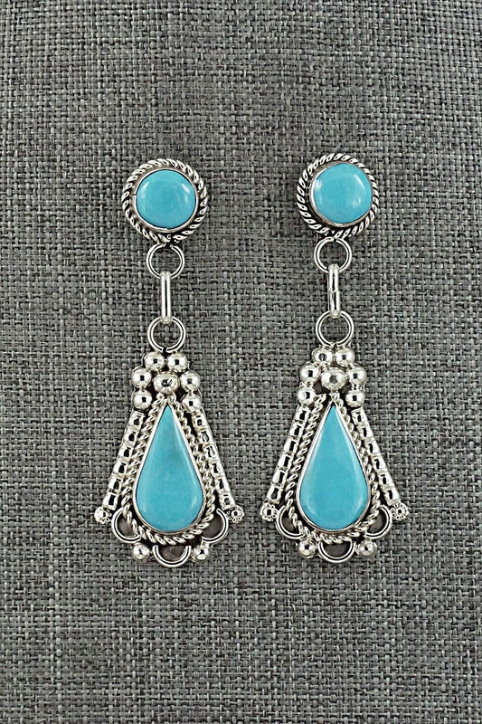 Turquoise & Sterling Silver Earrings - Juanita Yatsatie