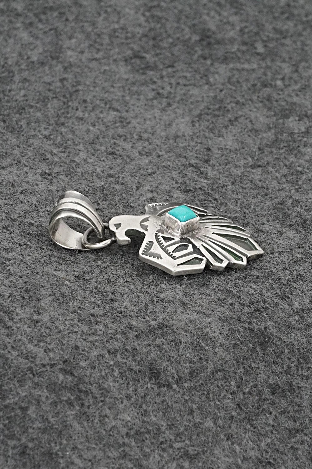 Turquoise & Sterling Silver Pendant - Jerold Joe