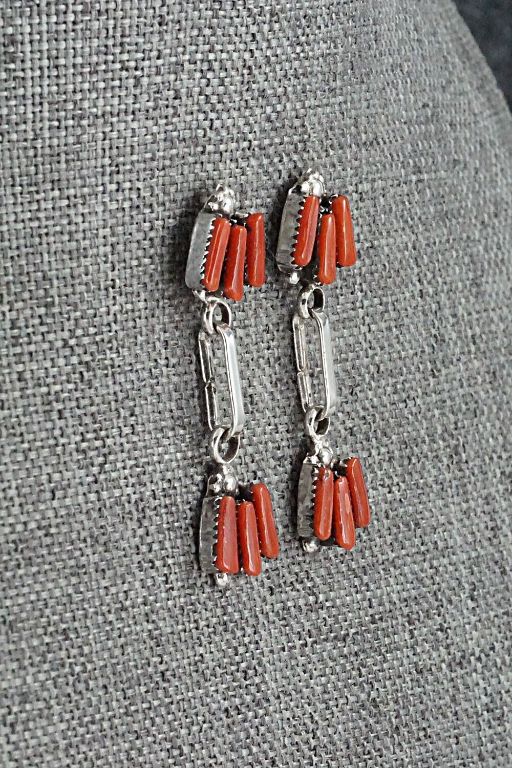 Coral & Sterling Silver Earrings - Carlene Hattie