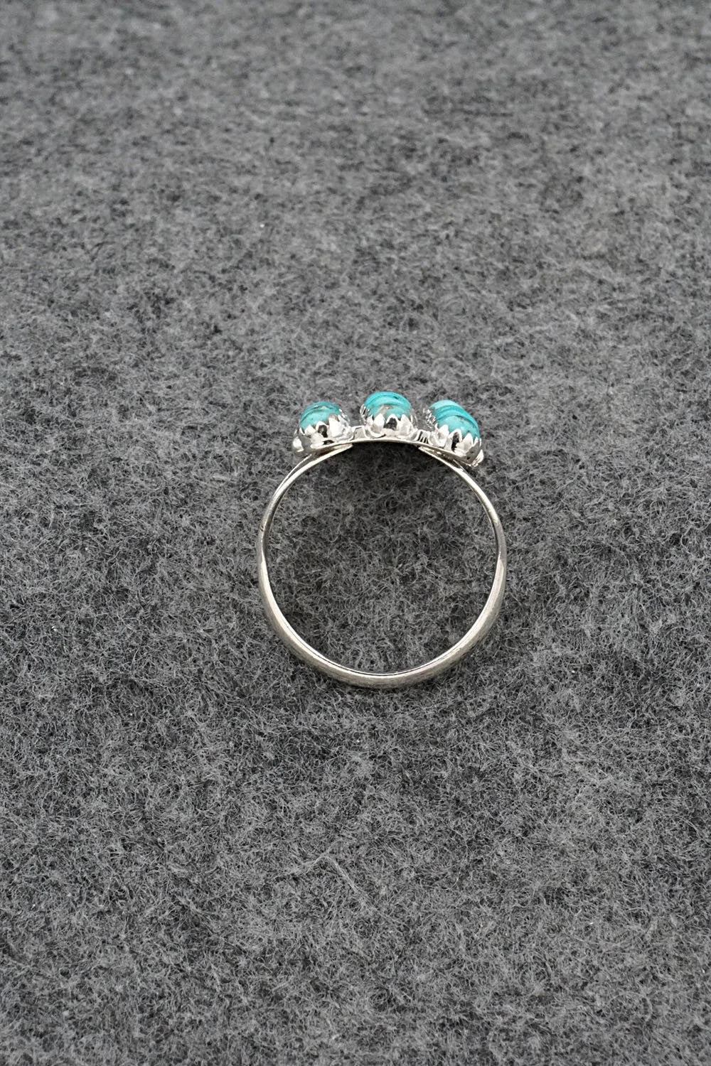 Turquoise & Sterling Silver Ring - Kenny Lonjose - Size 9