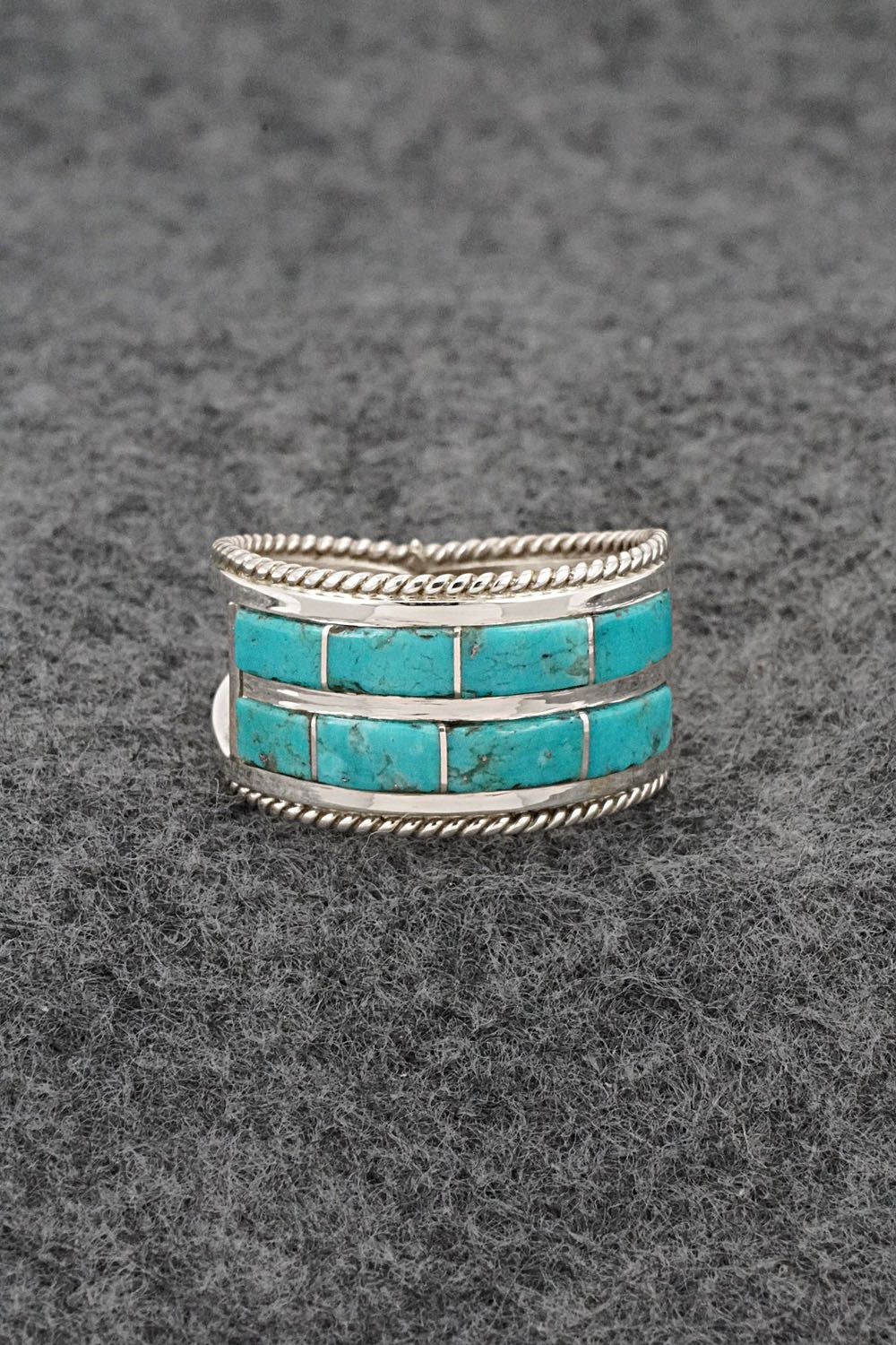 Turquoise & Sterling Silver Ring - Bruce Johnson - Size 9.5