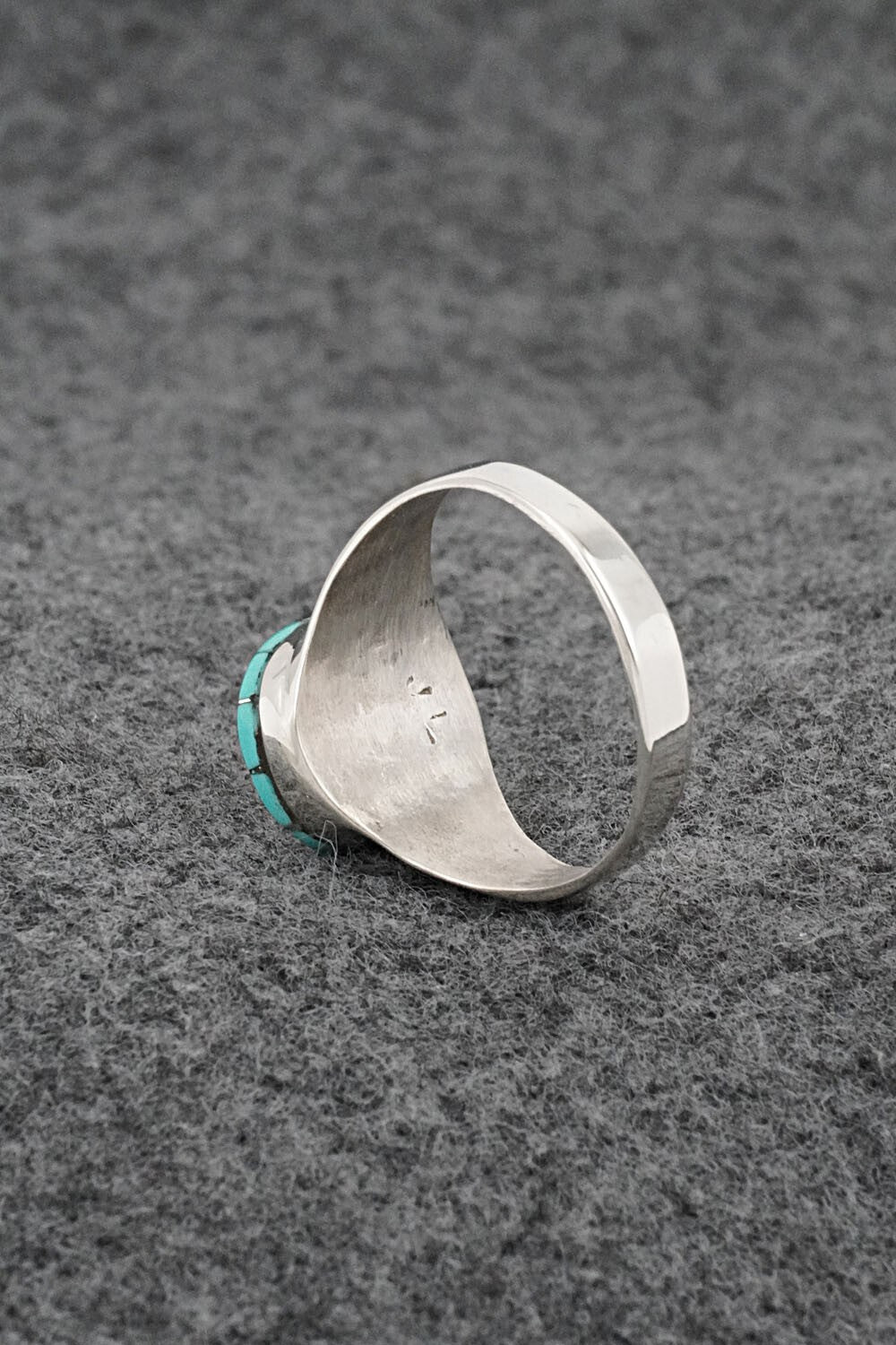 Turquoise & Sterling Silver Inlay Ring - Johnson Laweka - Size 9