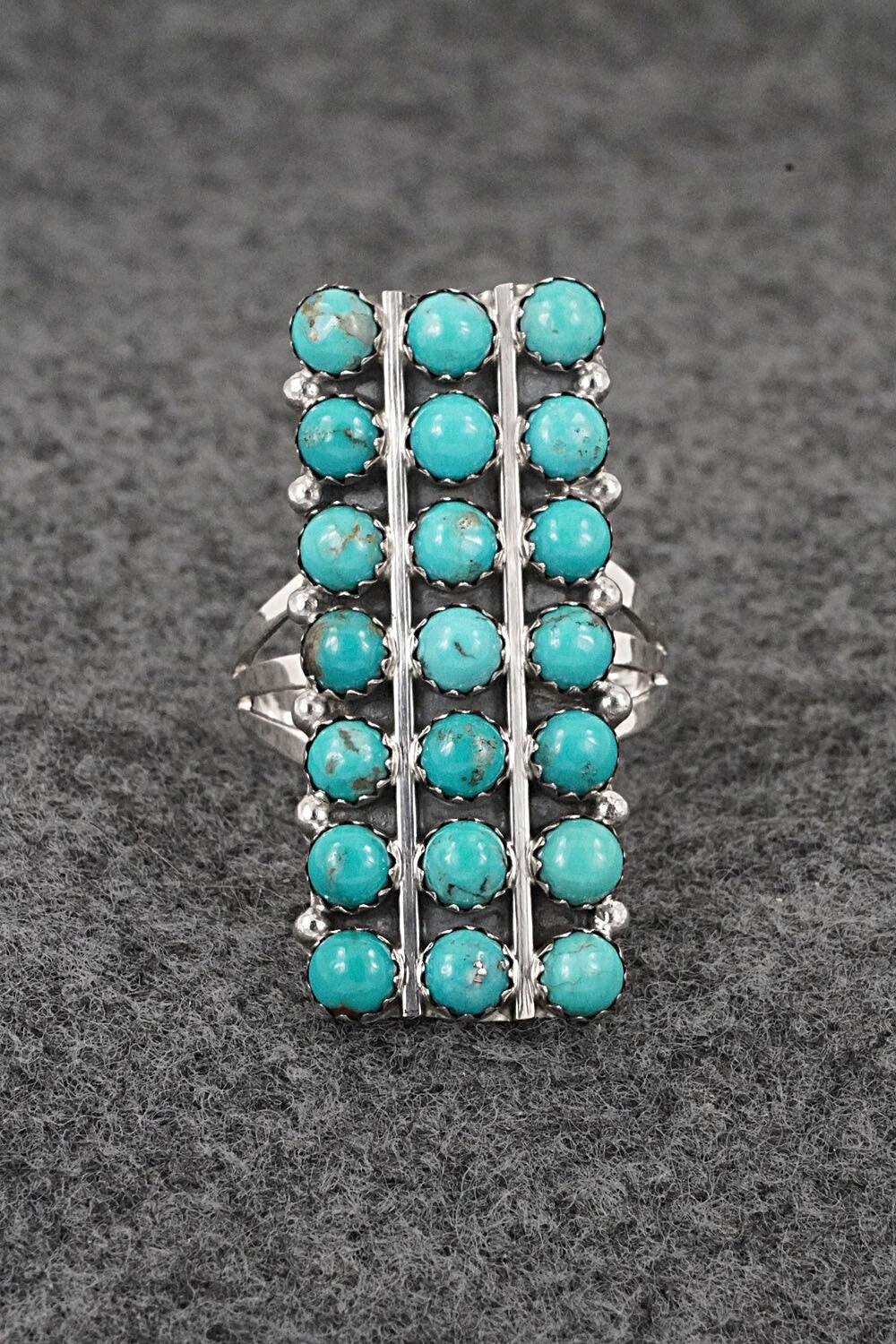 Turquoise & Sterling Silver Ring - Kenny Lonjose - Size 9