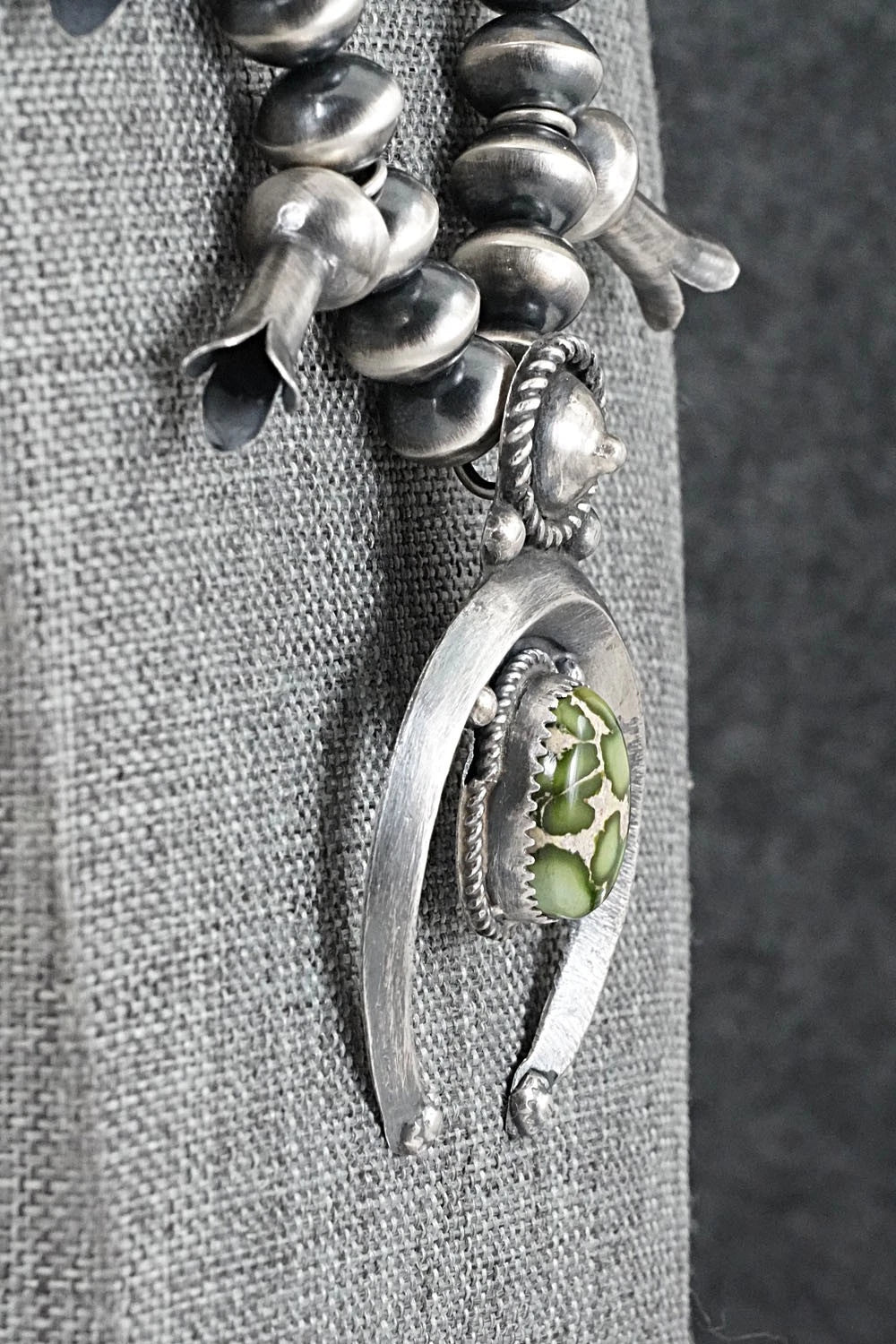 Turquoise & Sterling Silver Squash Blossom Necklace - Presley Haley